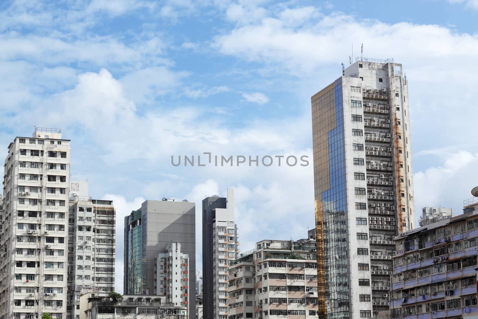 downtown city and old building 