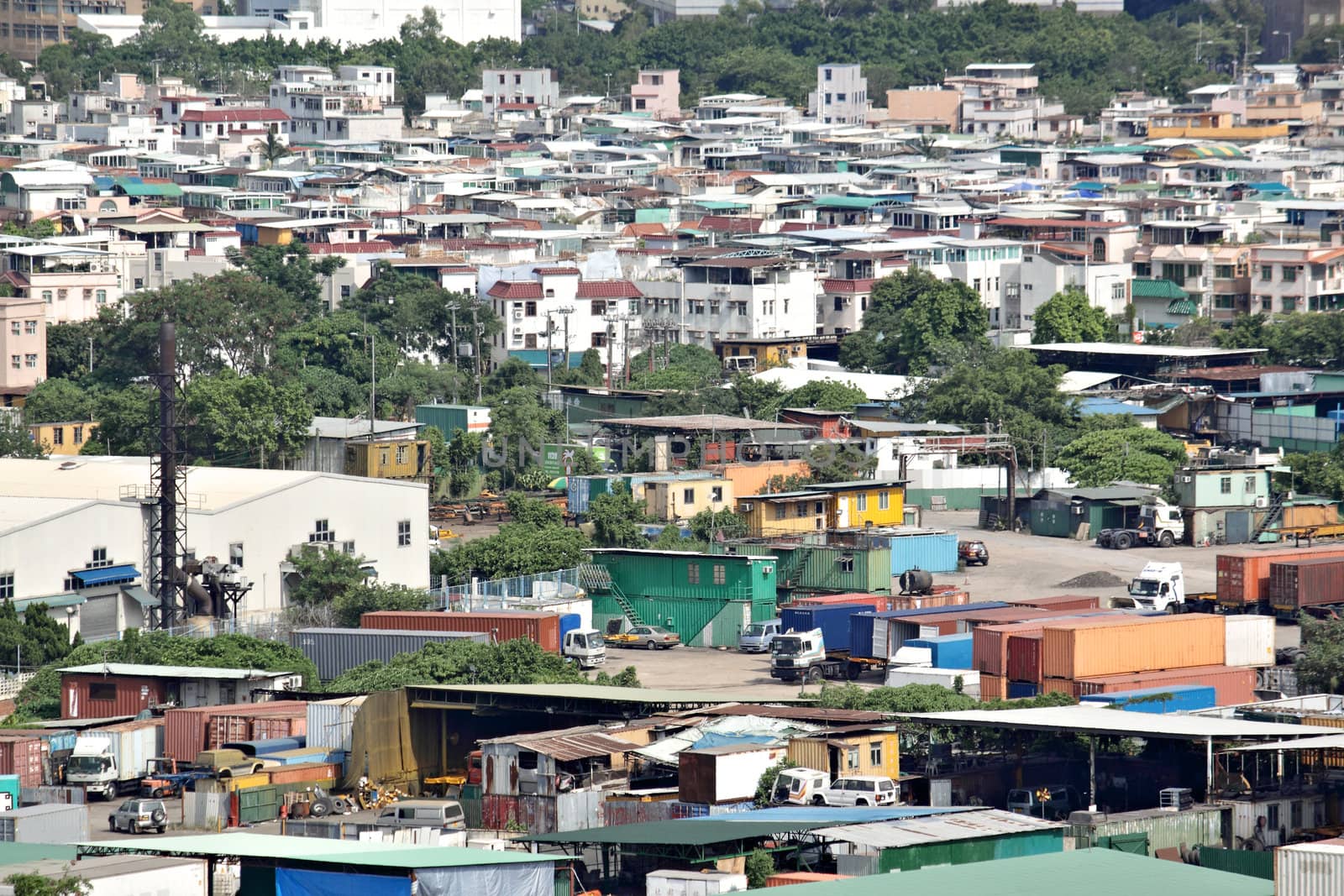 downtown city and old building 