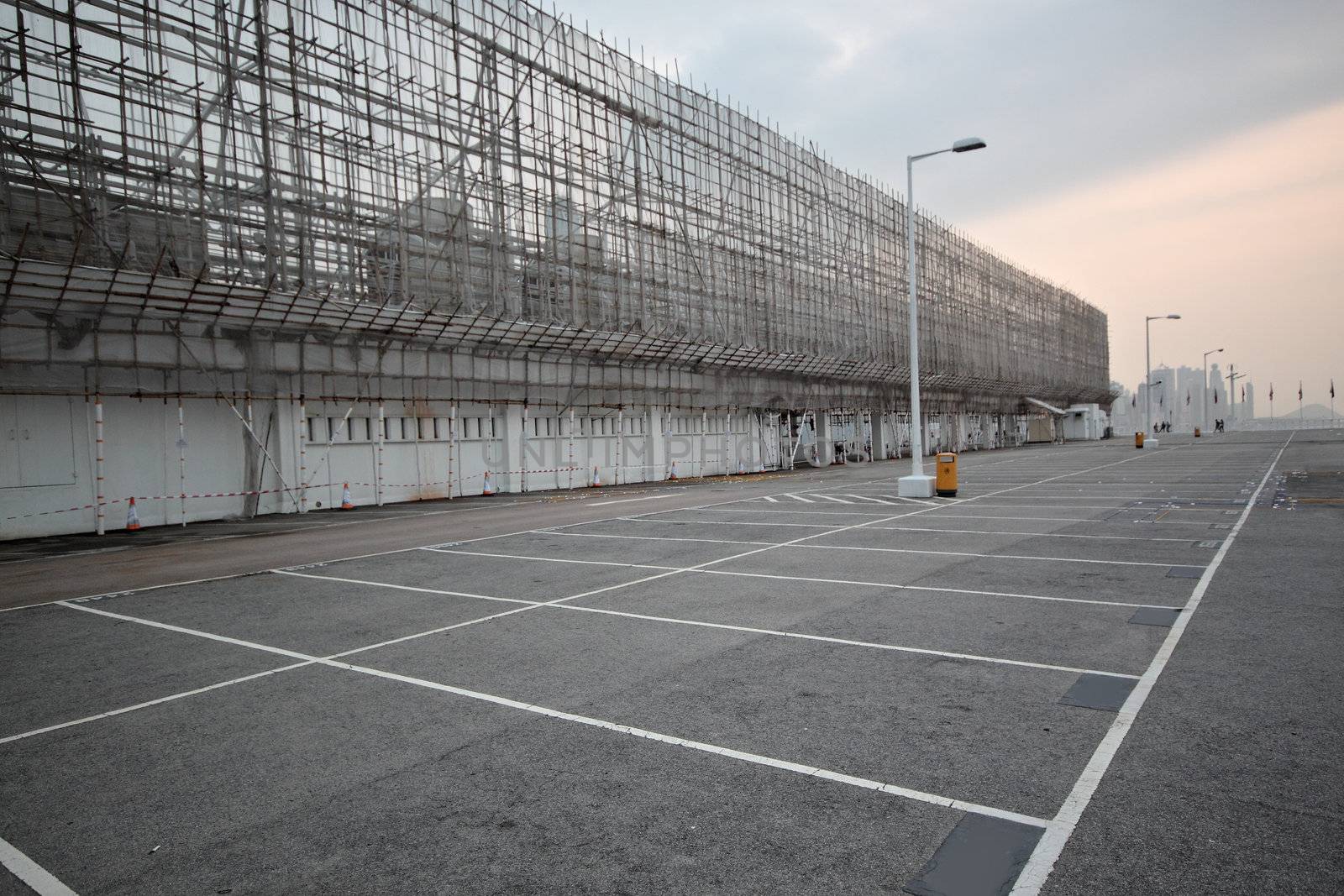 large numbered space parking lot 
