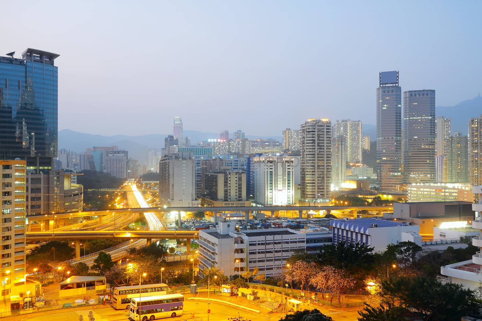 urban downtown night, hong kong 