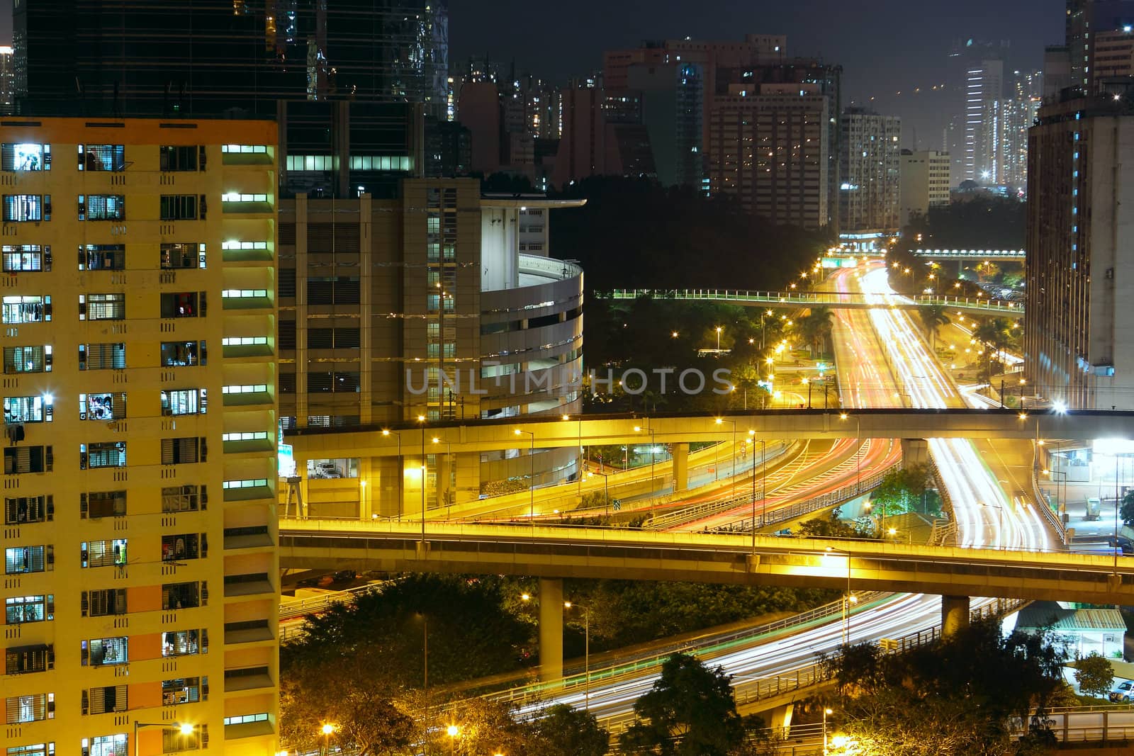 urban downtown night, hong kong 