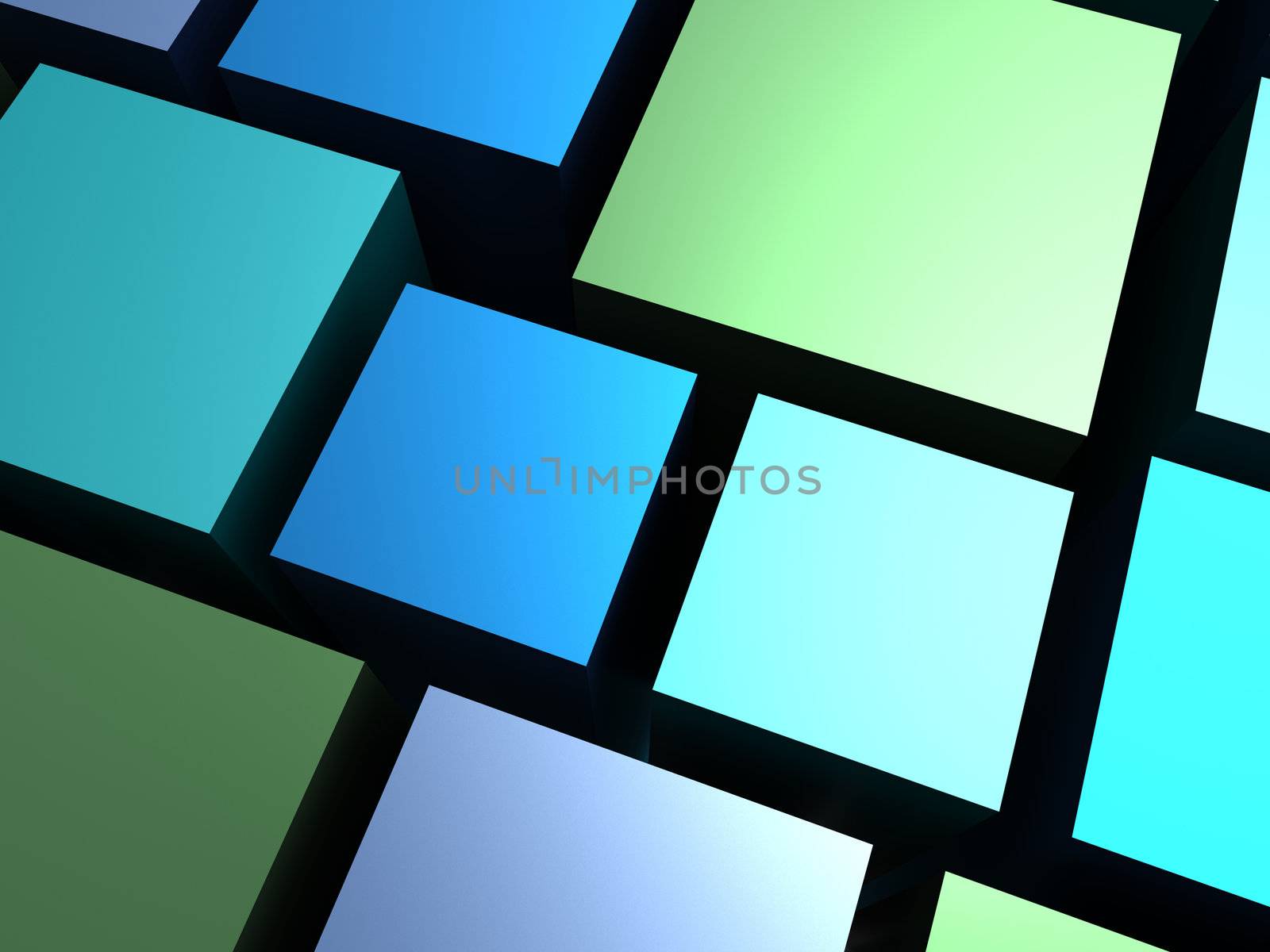 Abstract background - blue and green different cubes