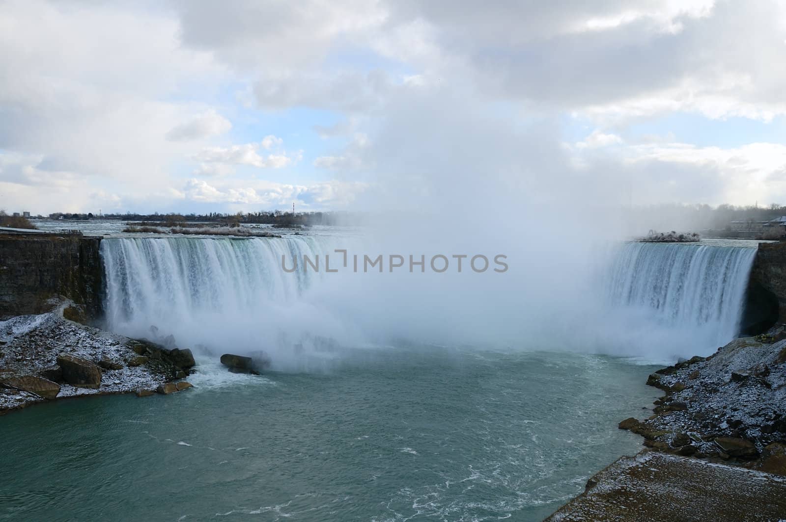 Panorama of Niagara Falls from Canadian bank