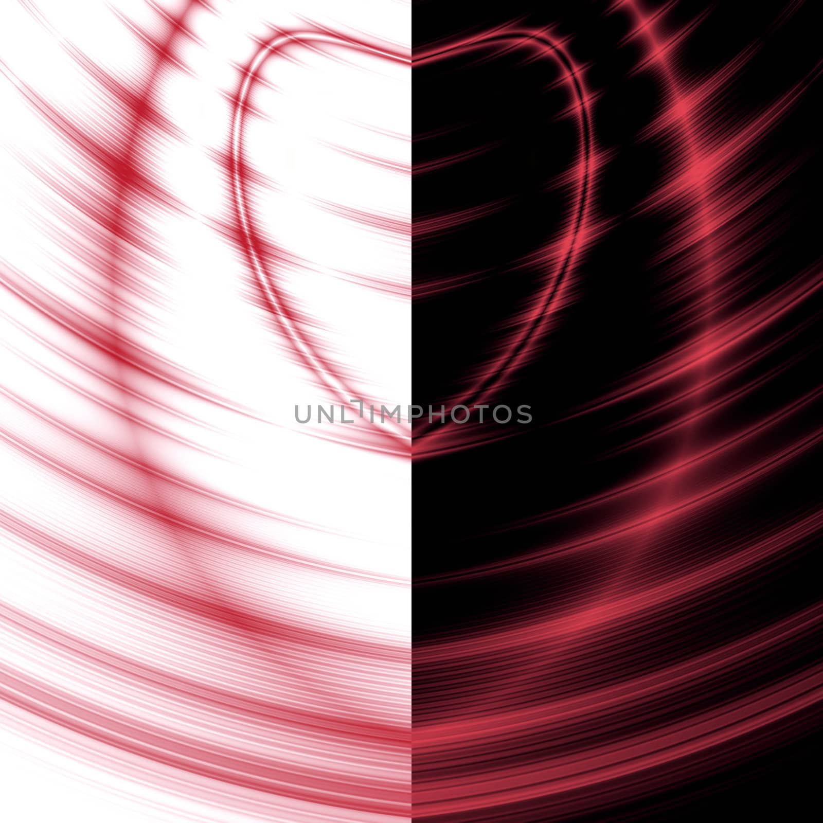 red waves of heart on a contrast white-black background