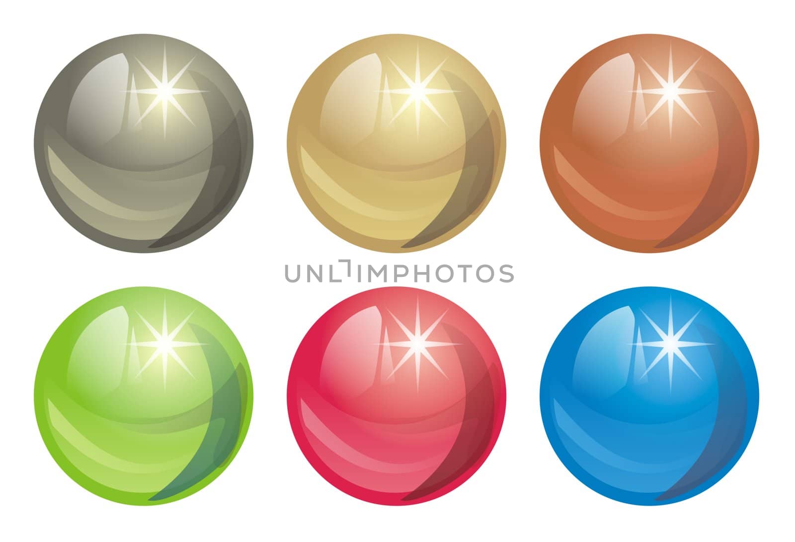 Decorative spheres of different colors for design creation in celebratory style
