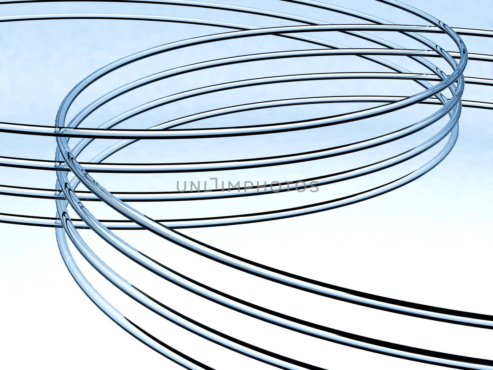 Abstract glass or metal smooth pipes, it is complex with each other on gradient blue background