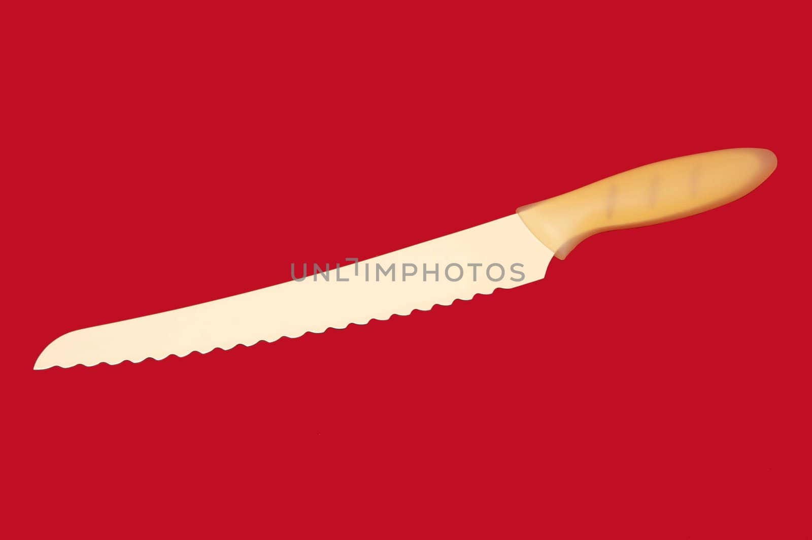 butcher knife with a ceramic coating on a red background