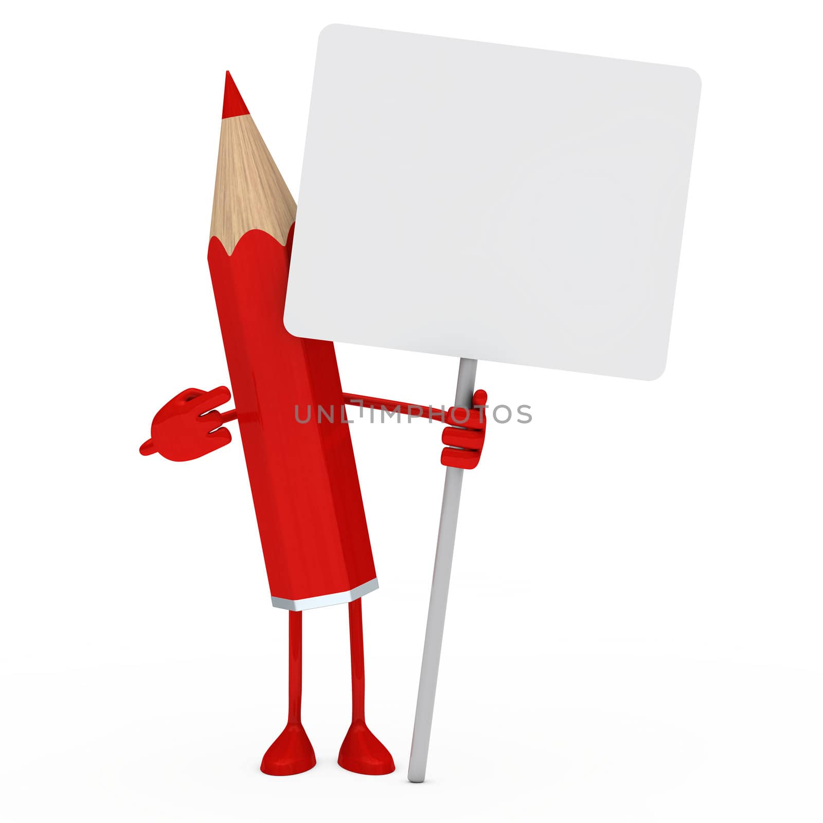 red pencil figure point finger on billboard