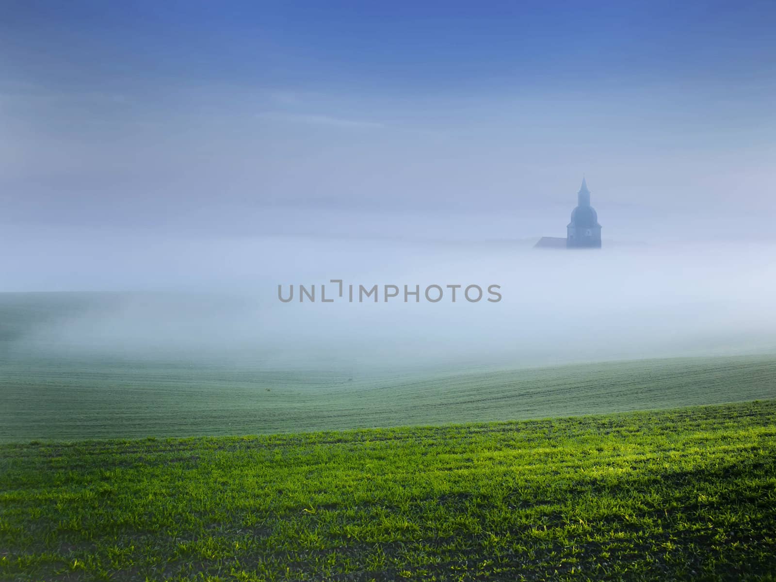 the bell tower in the mist by njaj