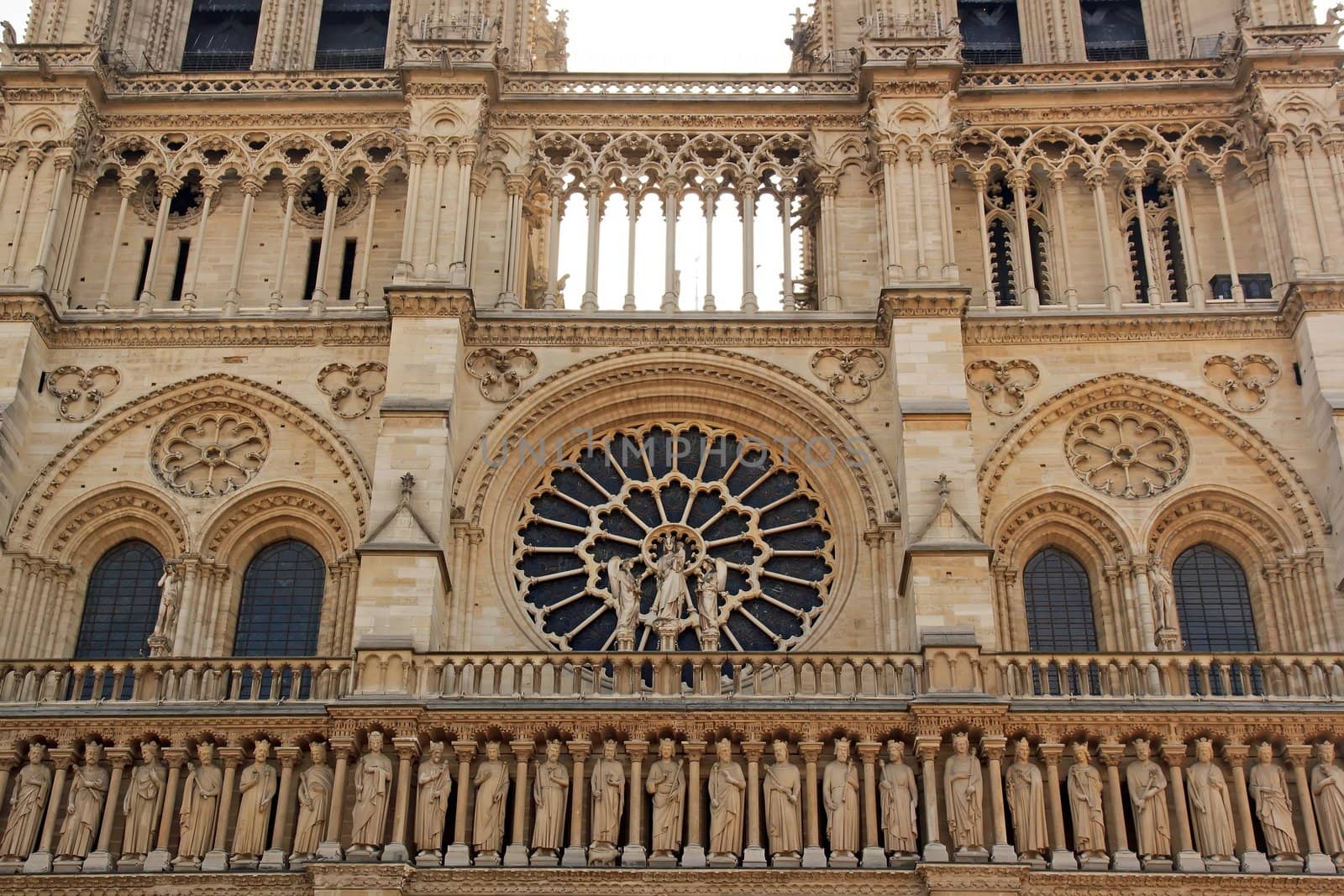 Notre Dame de Paris, rose main entrance  Paris France
