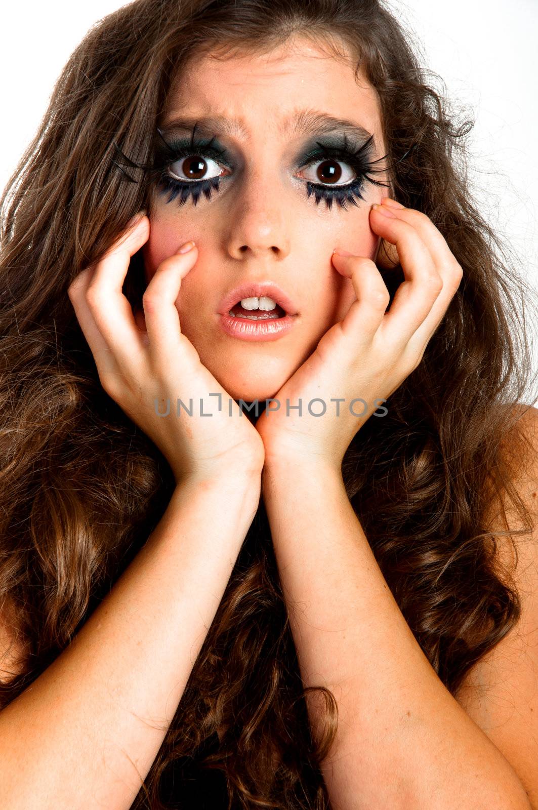 Terrified young girl with extreme makeup by svedoliver