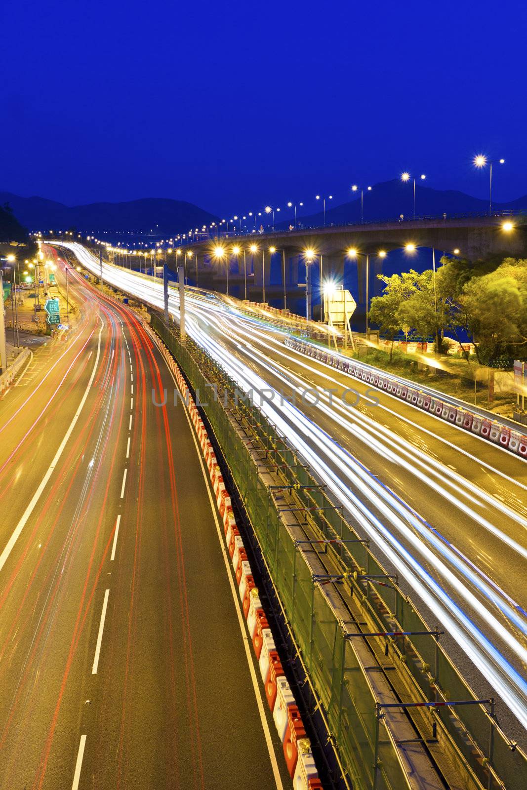 Traffic at highway in Hong Kong by kawing921