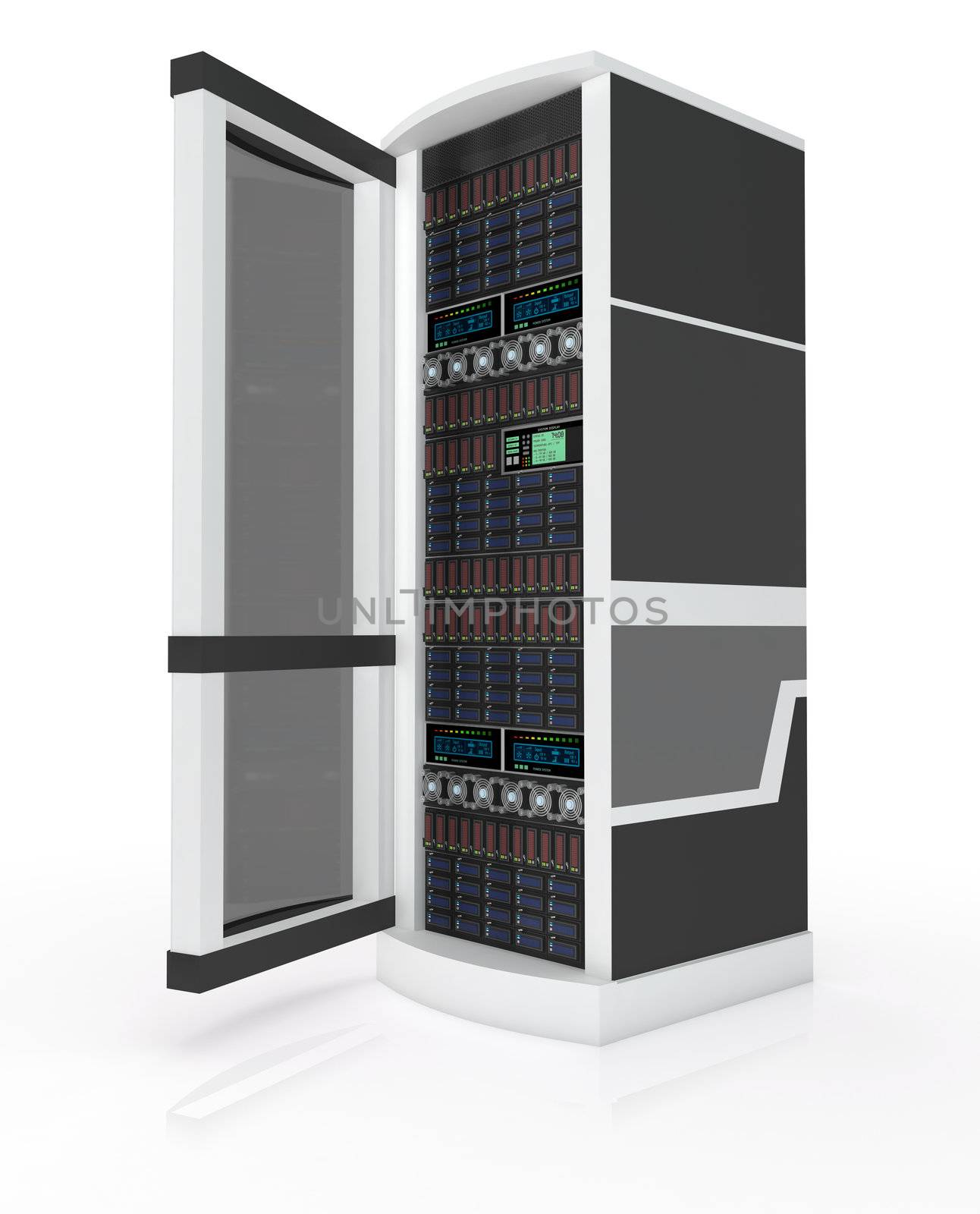 Server rack with open door by Shevlad