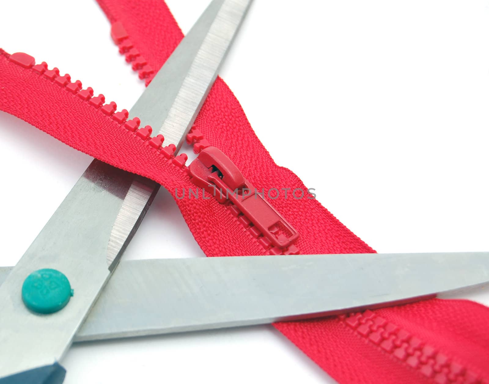 Zipper on white background