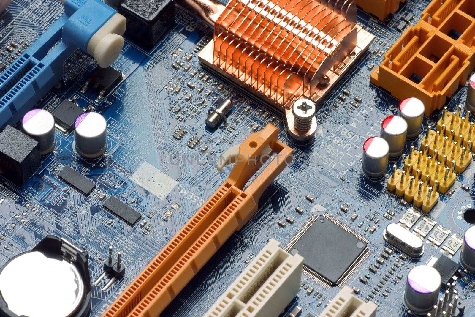 mother-board with the established sockets for connection of devices