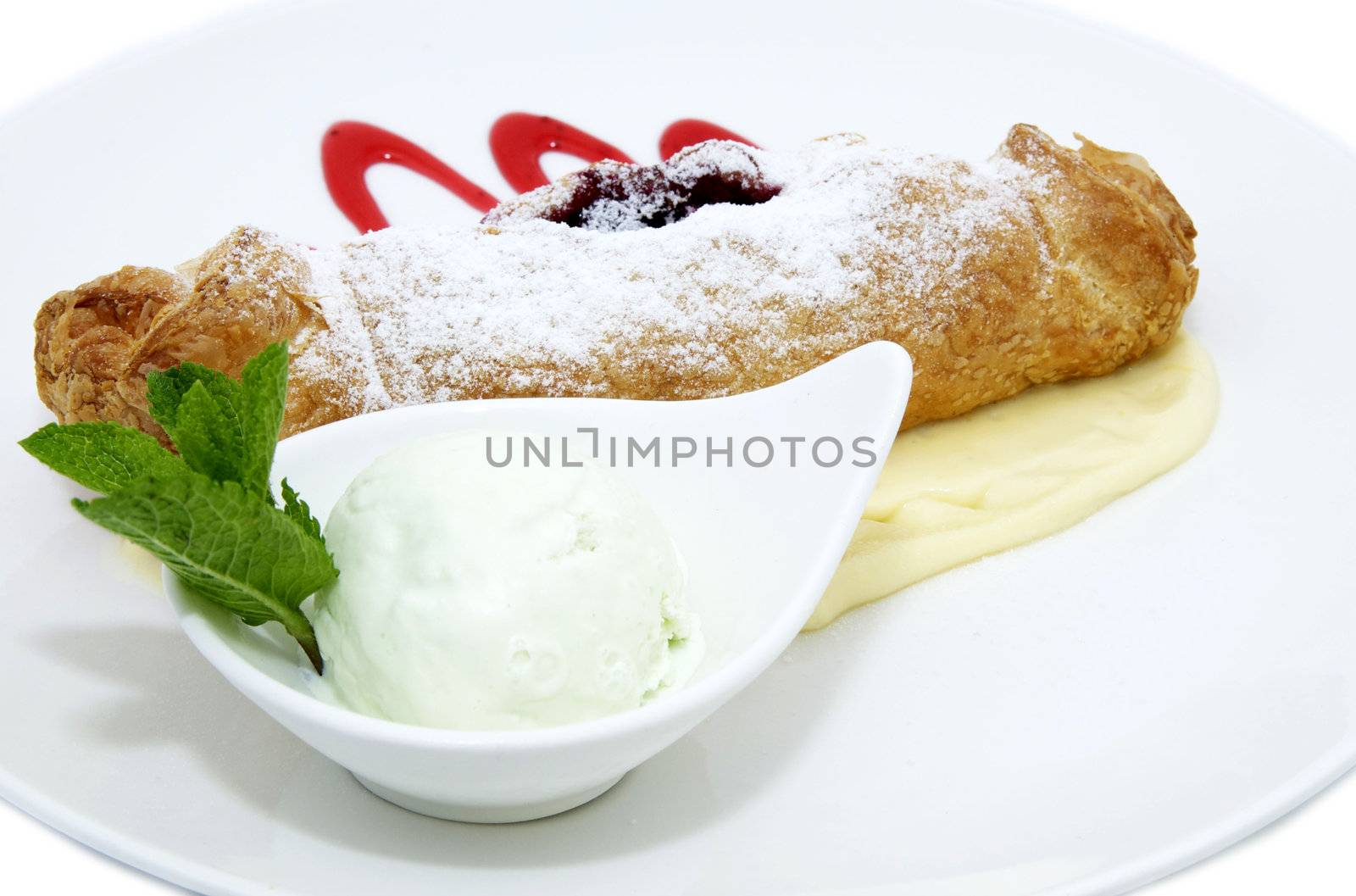 desserts and ice cream croissant on a white background