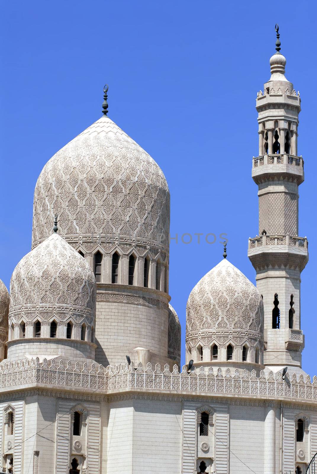 cupola of mosque in Alexandria city in Egypt