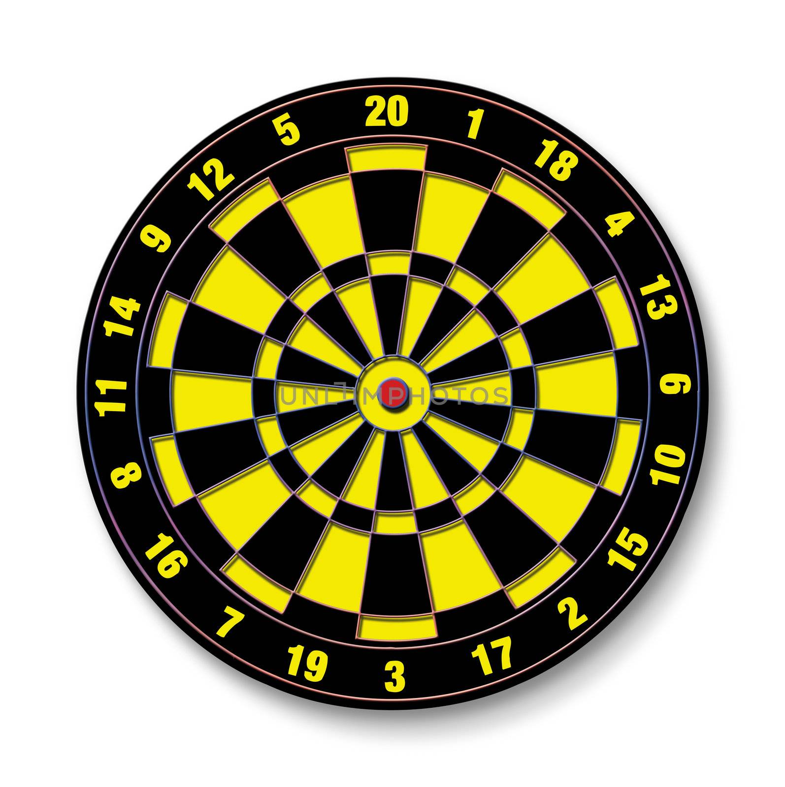 Dartboard raster illustration isolated on white background