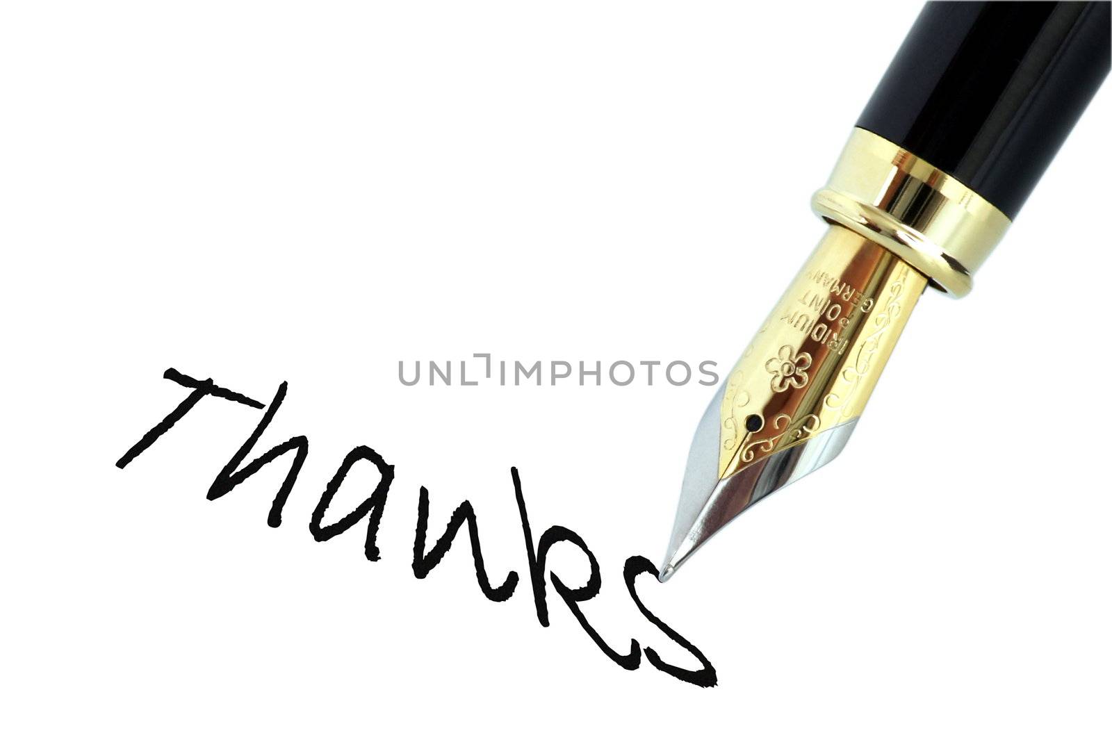 Thanks message written with fountain pen