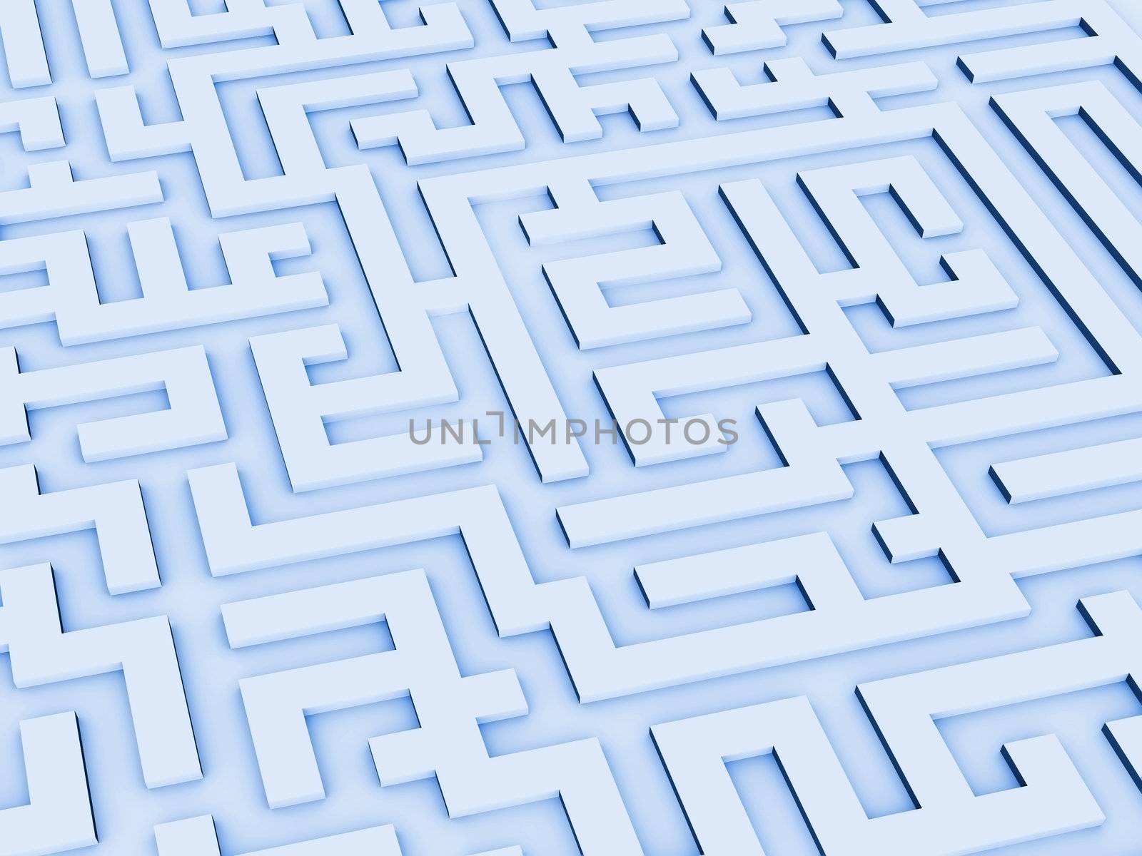 a lot of abstract turns of a labyrinth of white-blue tone
