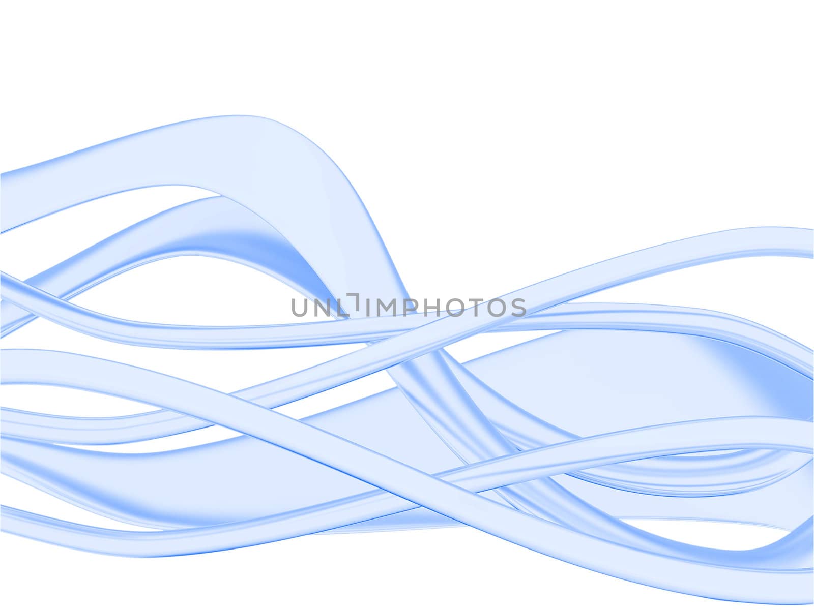 Metal or glass blue abstract waves on a white background
