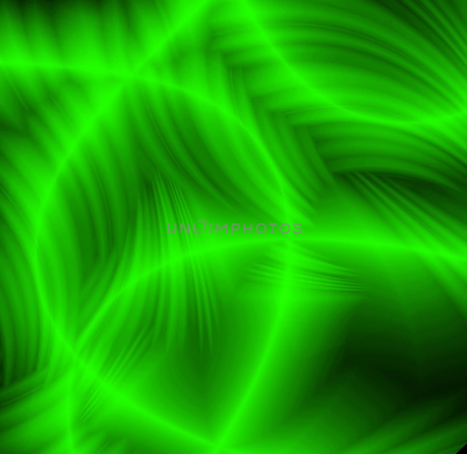Freakish abstract green patterns on a black background