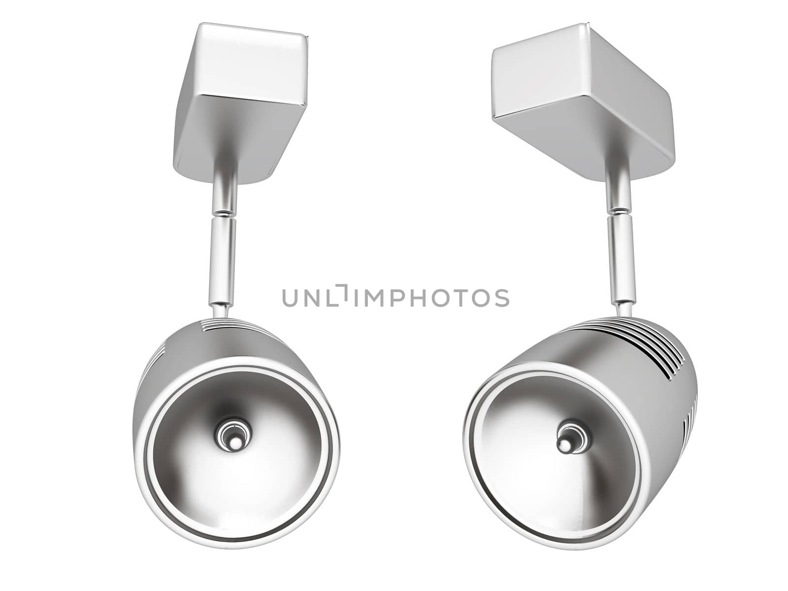 Two metal brilliant lighting devices on a white background