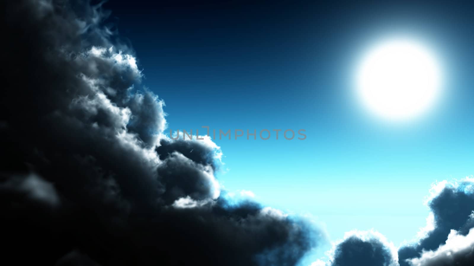 Shone circle of the moon in darkness on a background of the star sky and clouds