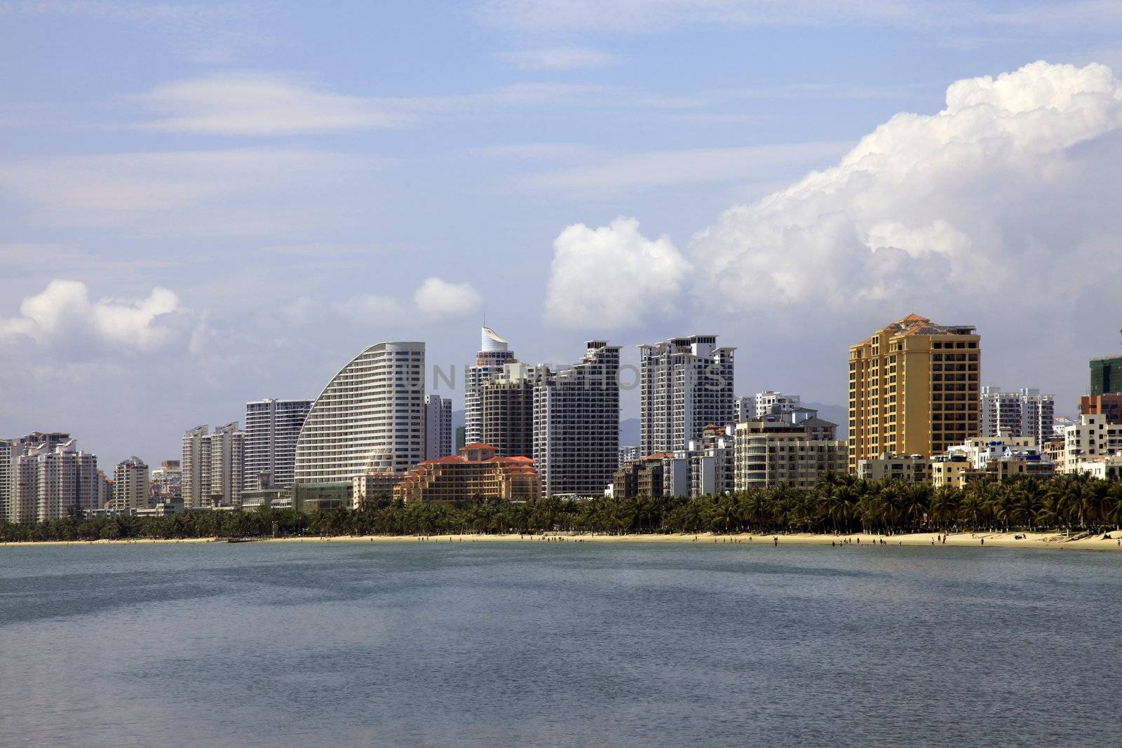 SANYA. CHINA: APRIL - 04, 2012. Canal with bridge on Jan. 12, 2008 in Sanya. It lies at the southern tip of Hainan Island. Located as of the Equator as Hawaii.