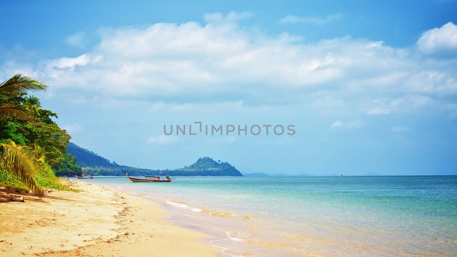 tropical beach with palm, Andaman Sea, Thailand
