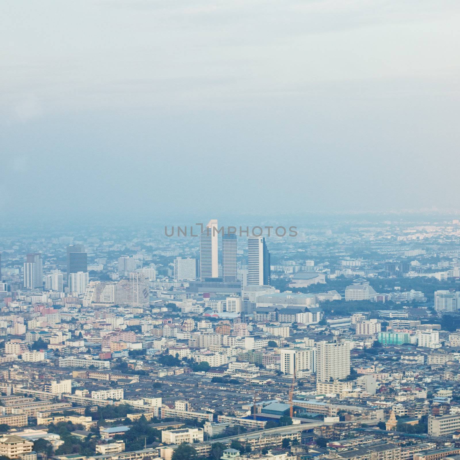 Bangkok aerial city view at day, Thailand