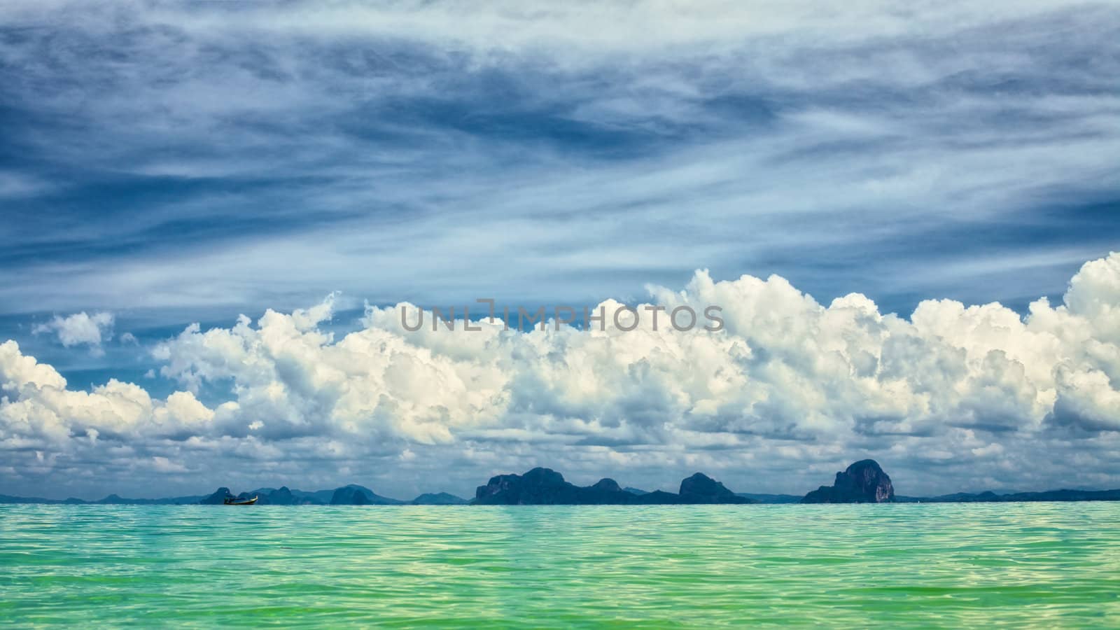 Andaman Sea, Thailand, foggy seascape at early morning