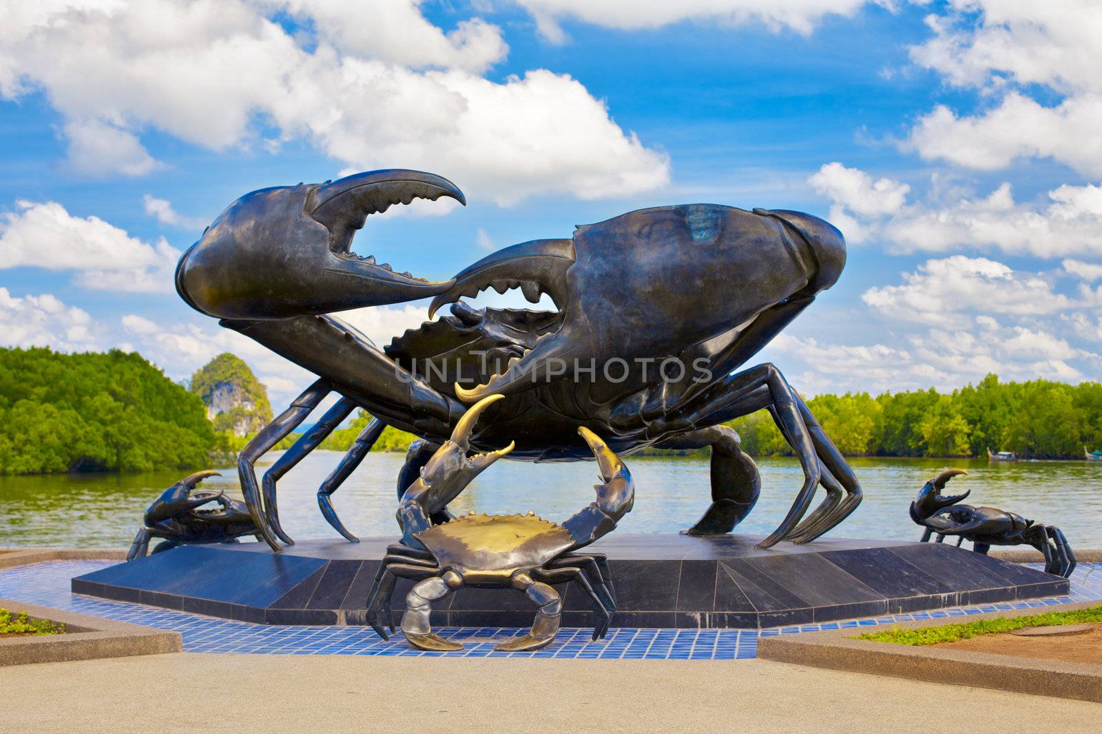 statue of crabs in Krabi, symbol of town, Thailand