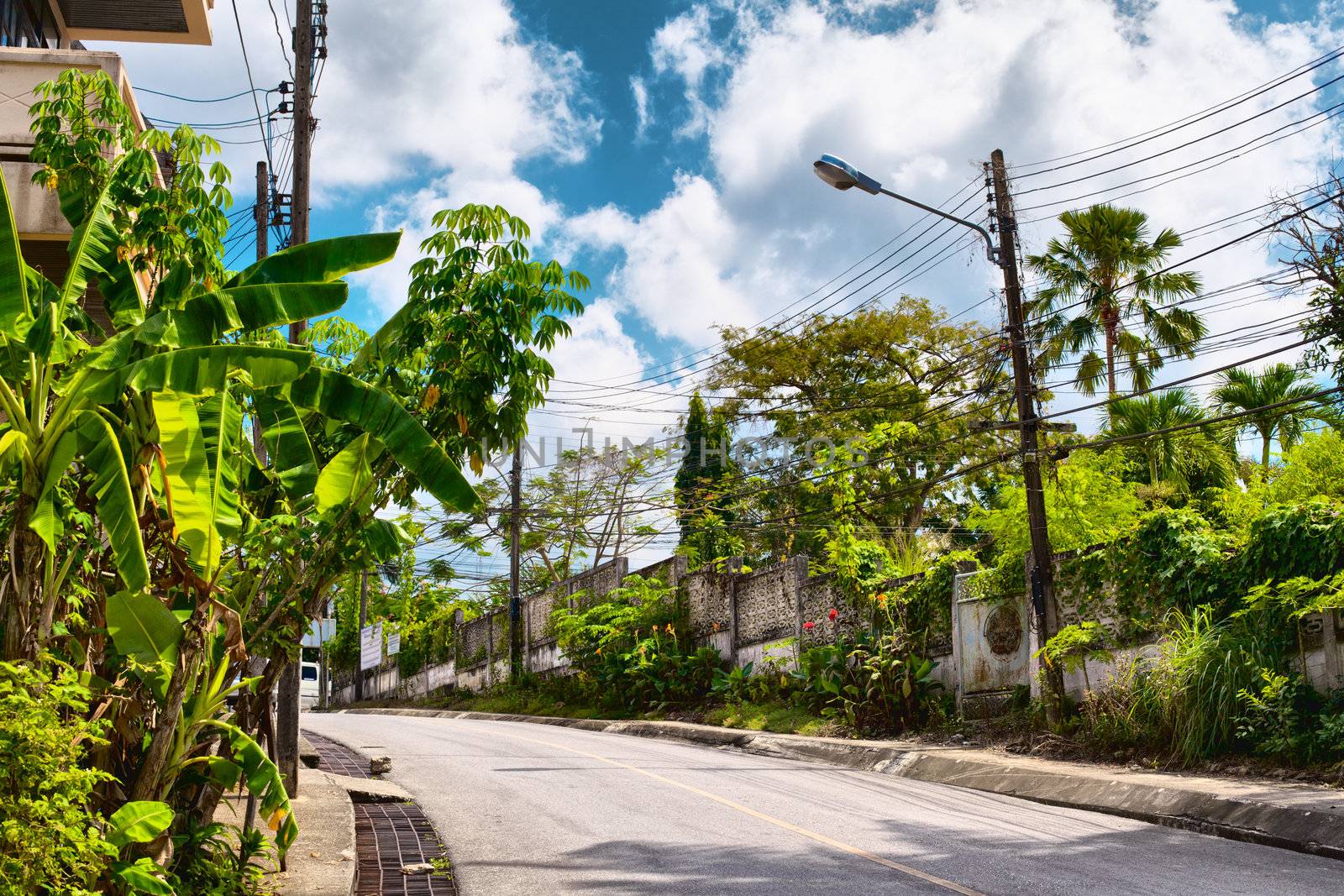 street of small Krabi Town in Thailand