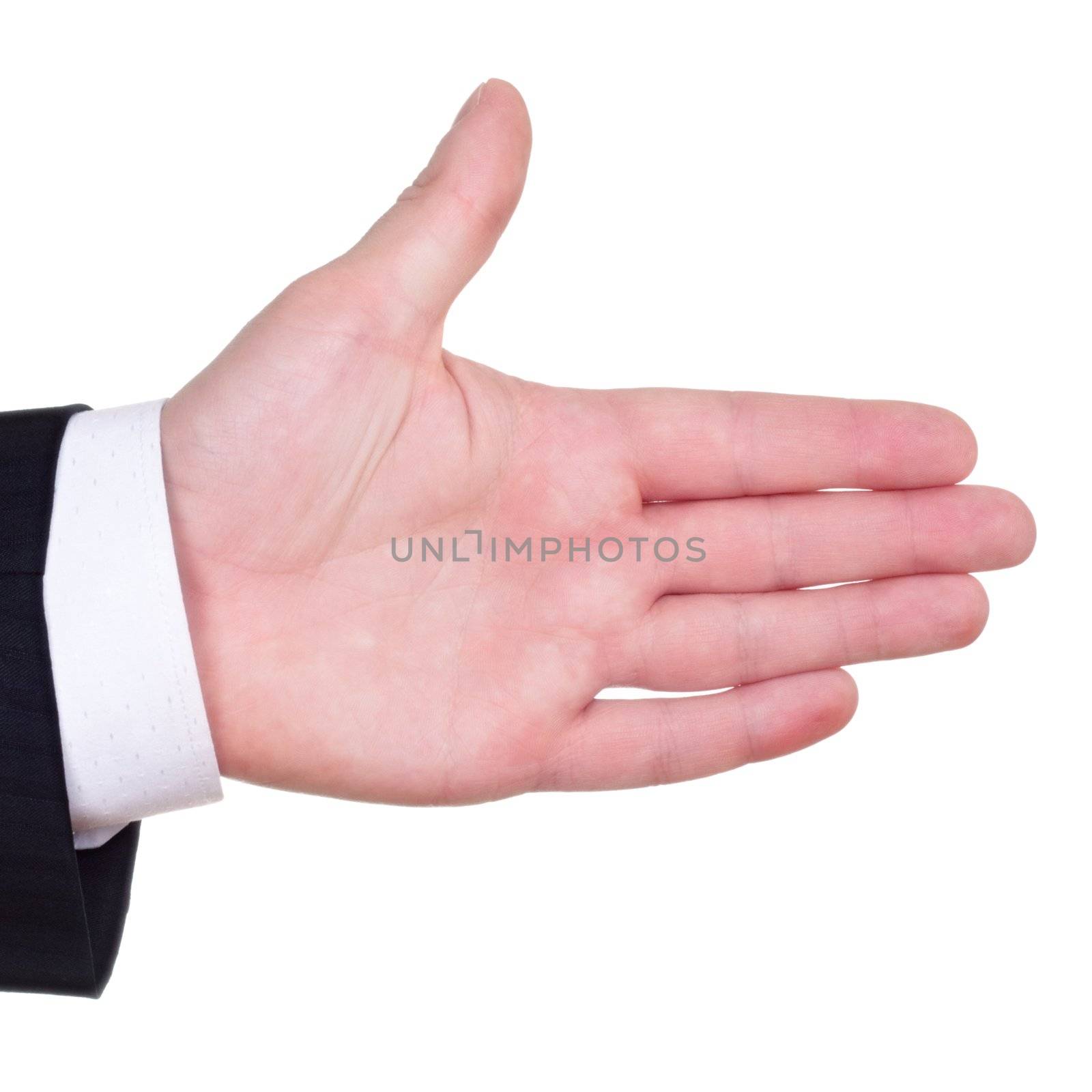 gesture of invitation, hand on white background