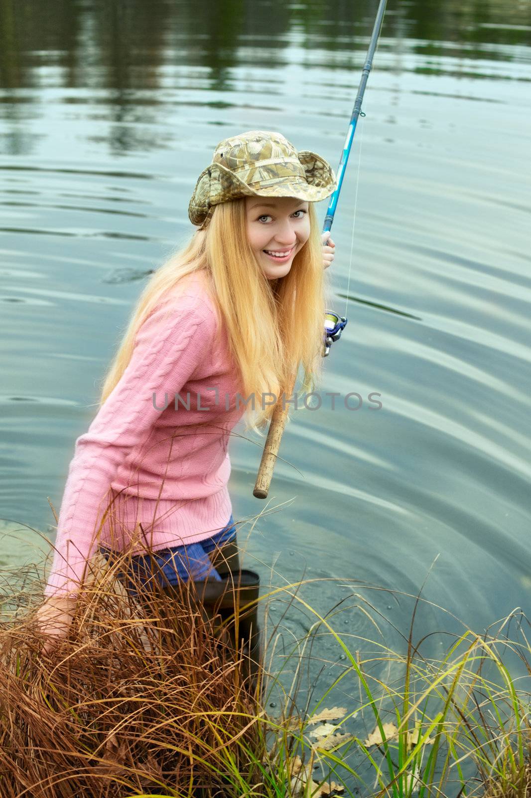 Woman Fishing by petr_malyshev