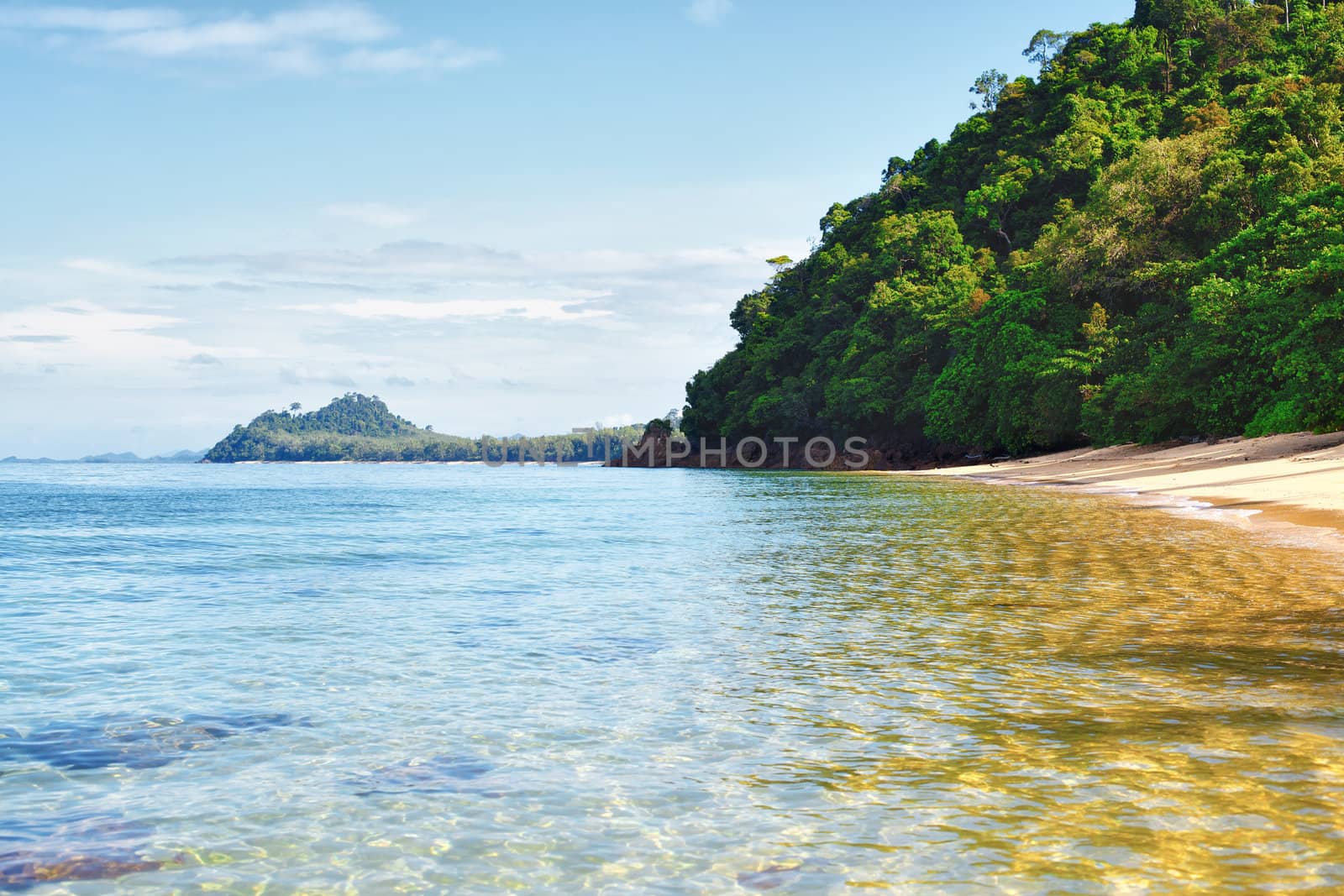 tropical beach with jungle, Andaman Sea, Thailand