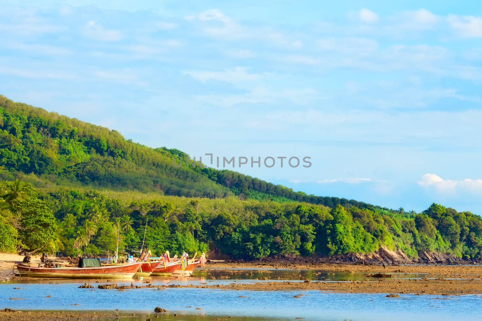 boats on coast, Andaman Sea, Koh Libong, Thailand