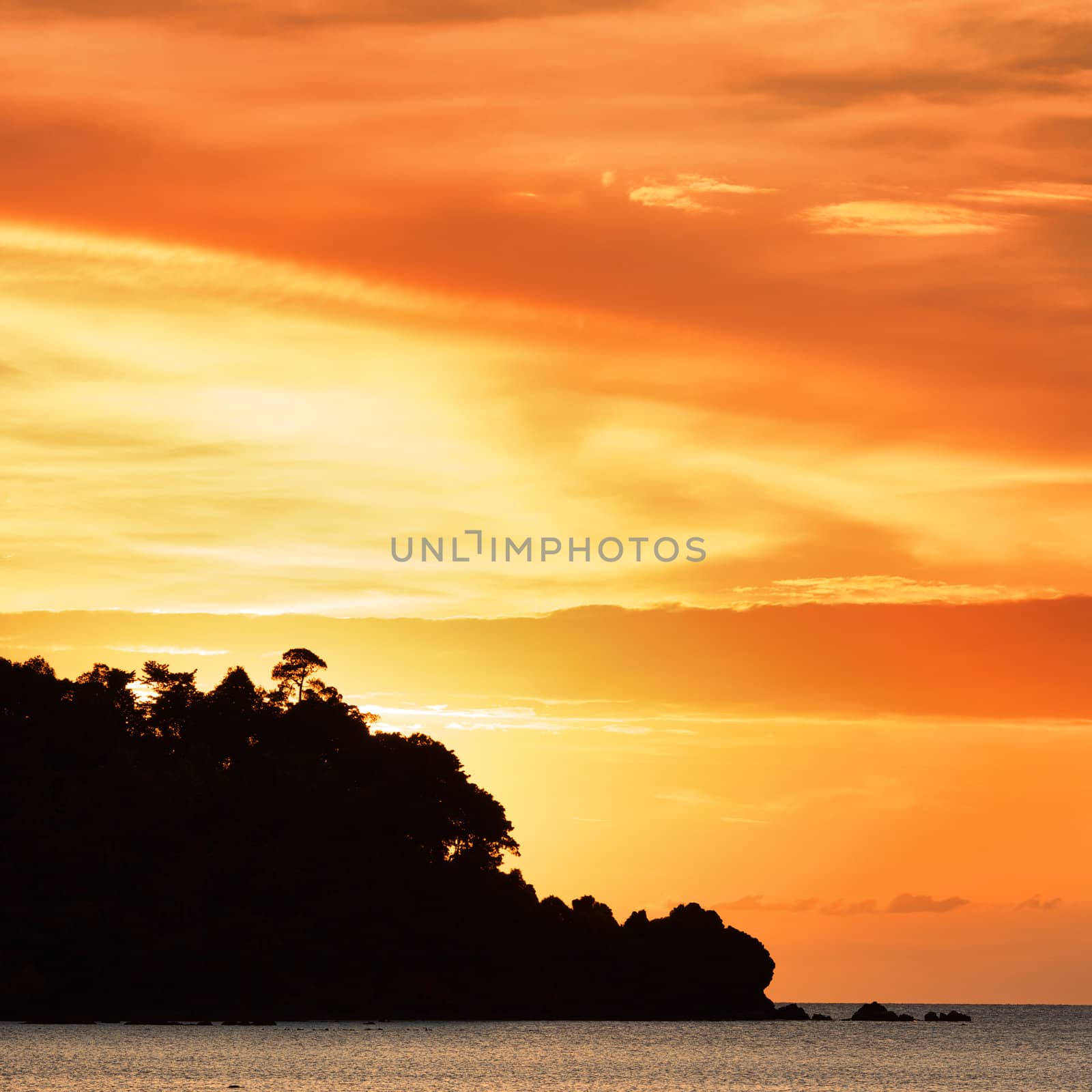 sunset over Andaman Sea, Koh Libong, Thailand