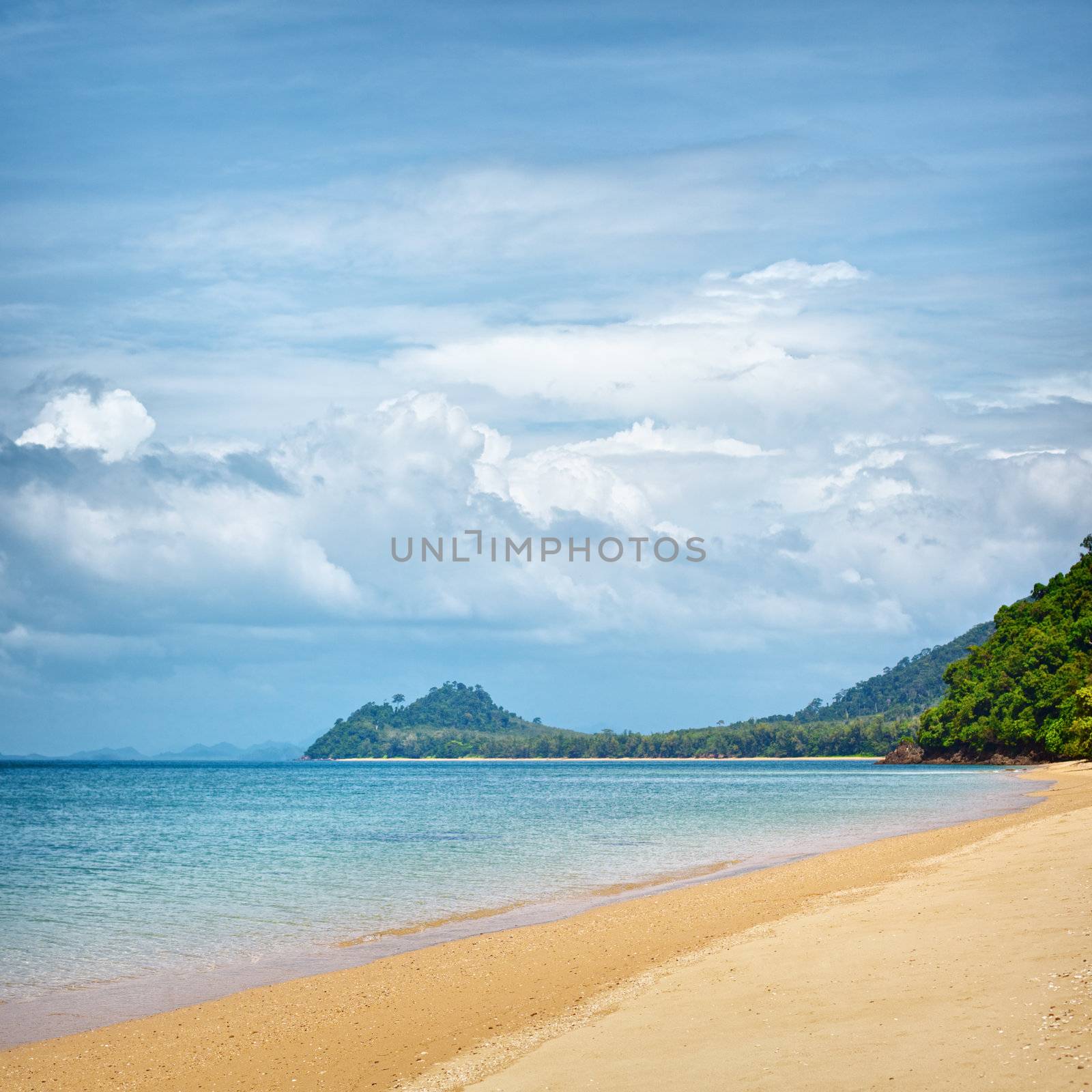 tropical beach with yellow sand, Andaman Sea, Thailand