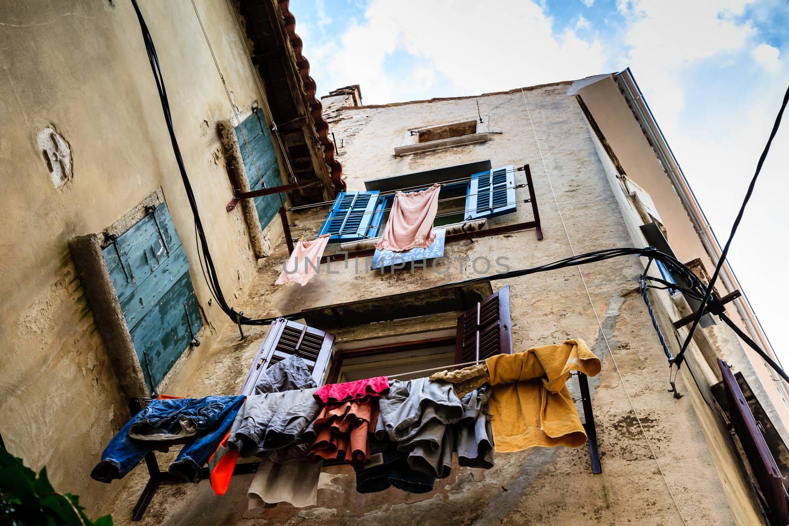Narrow Stone Street of Old Rovinj, Croatia