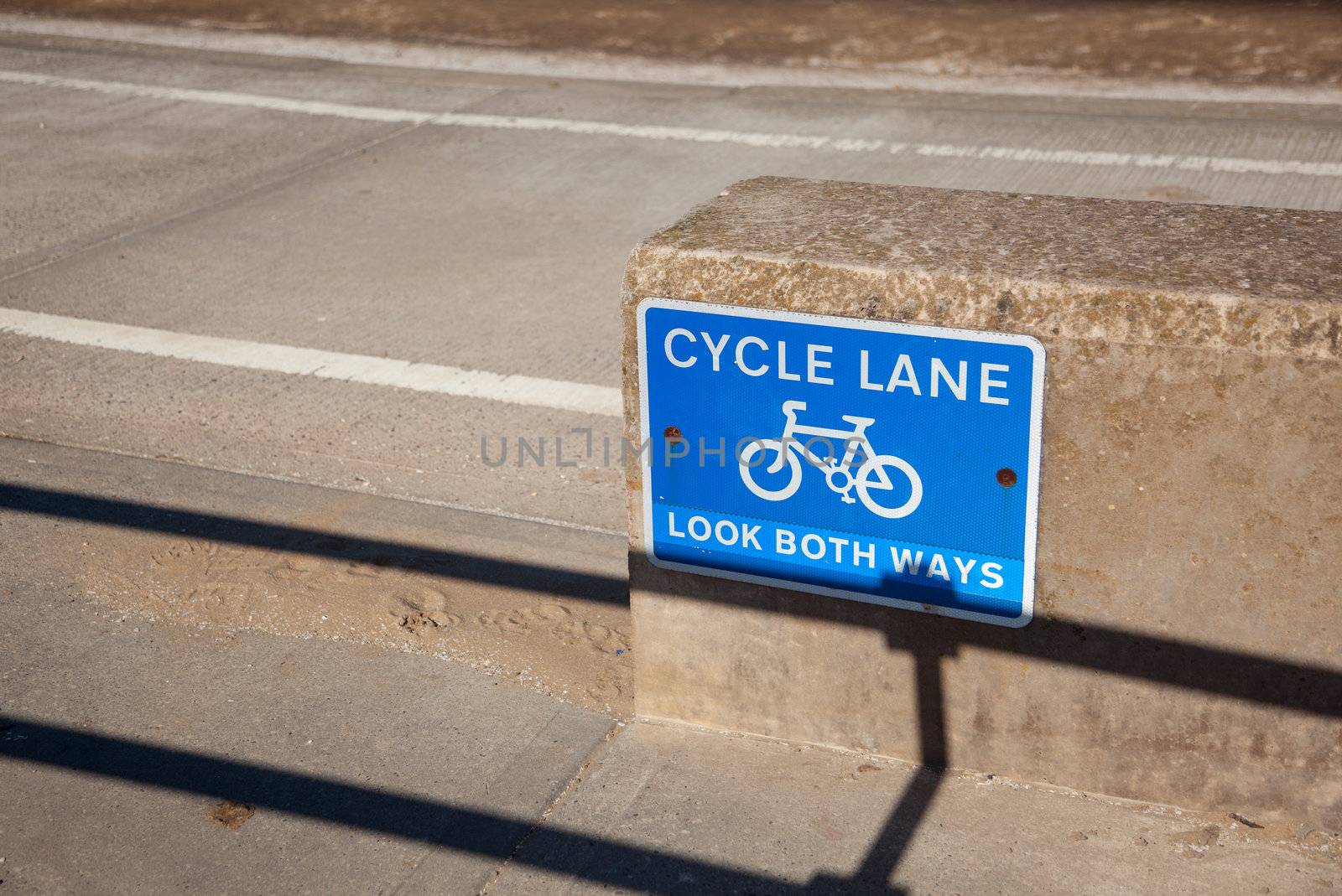 Cycle lane sign on the promenade in Southport in England