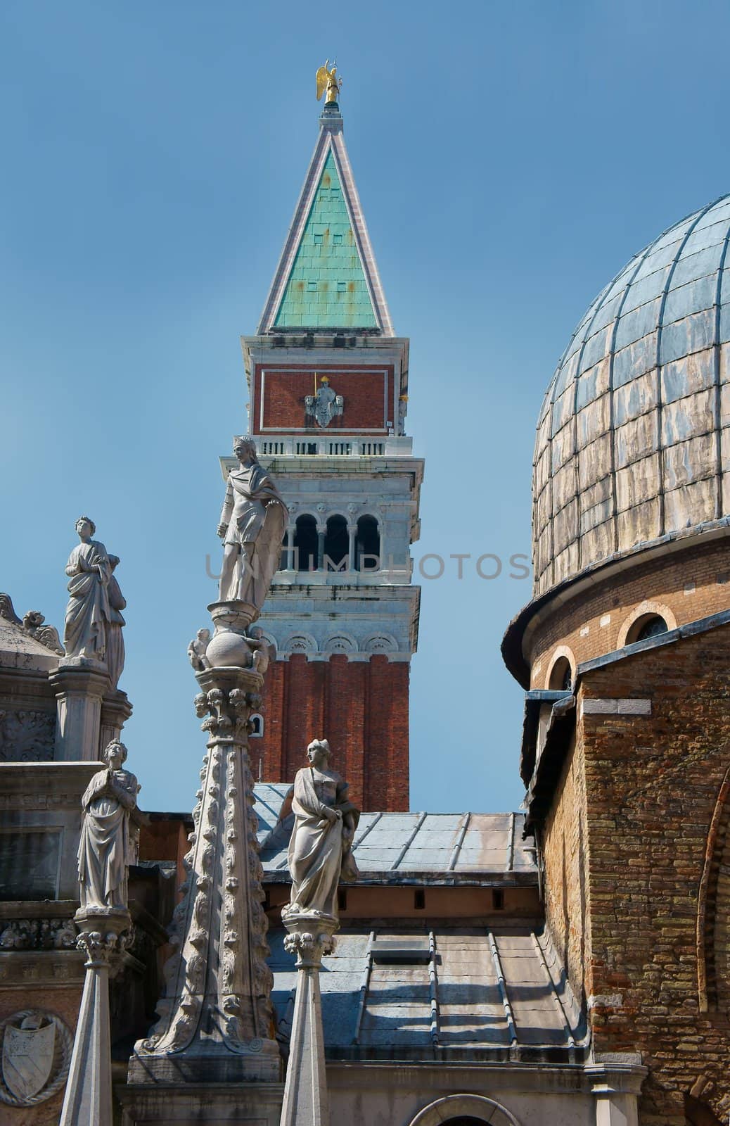 Statues of the Cathedral of San Marco in Venice. Italy