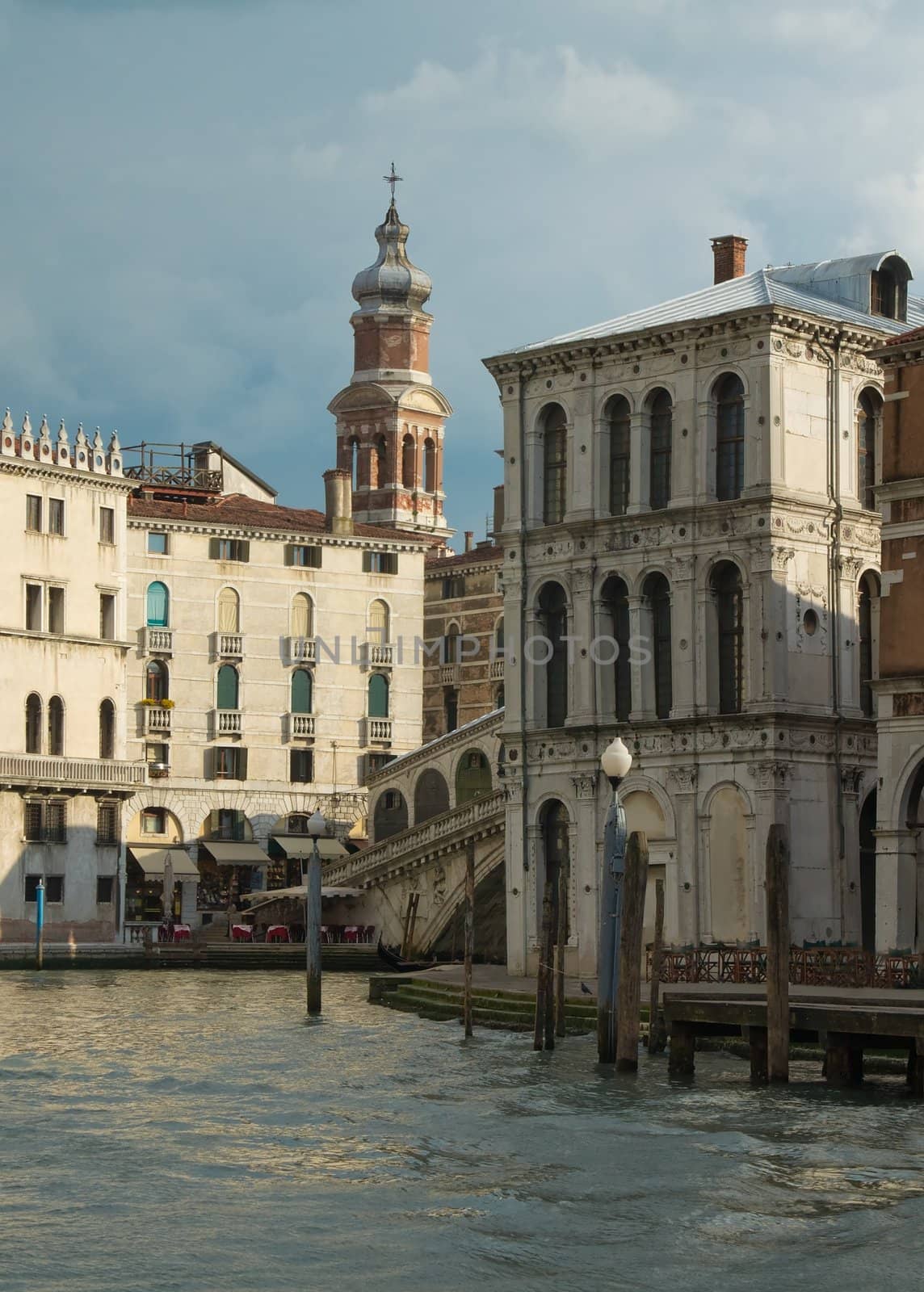 The Grand Canal near the Rialto Bridge in Venice