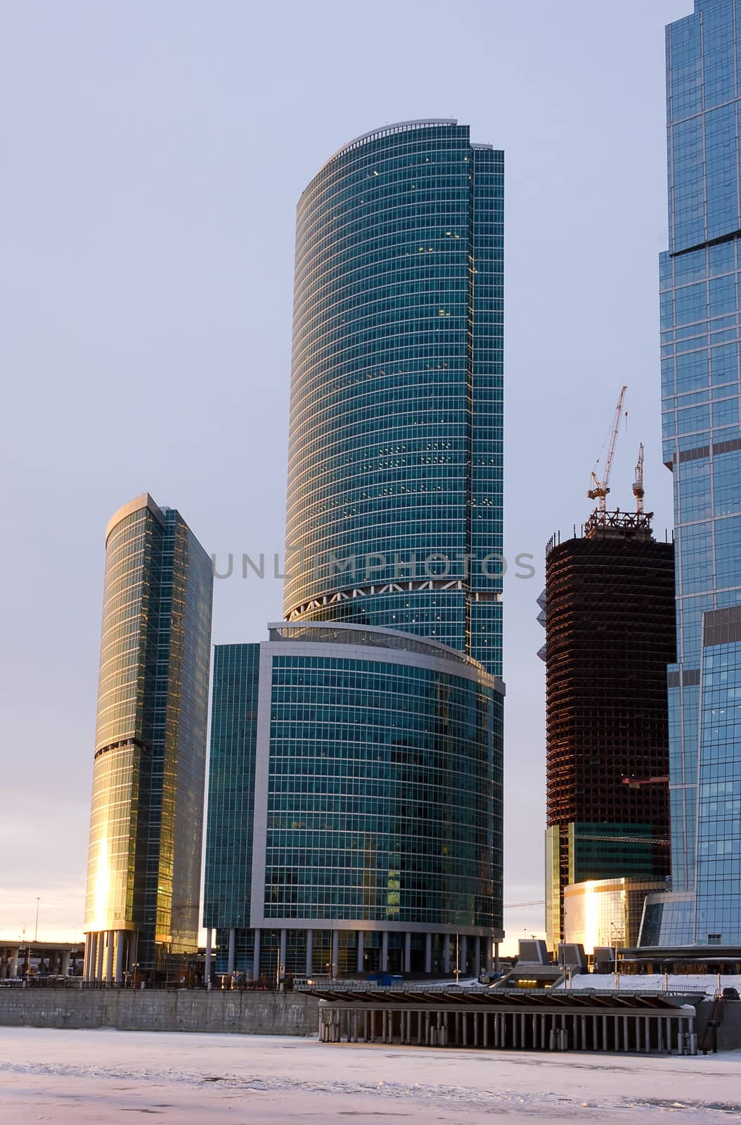 Buildings of business center "Moscow-City" in the evening