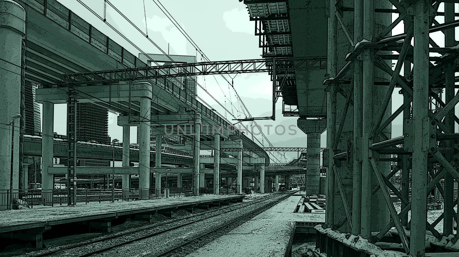 View of car racks constructed in Moscow