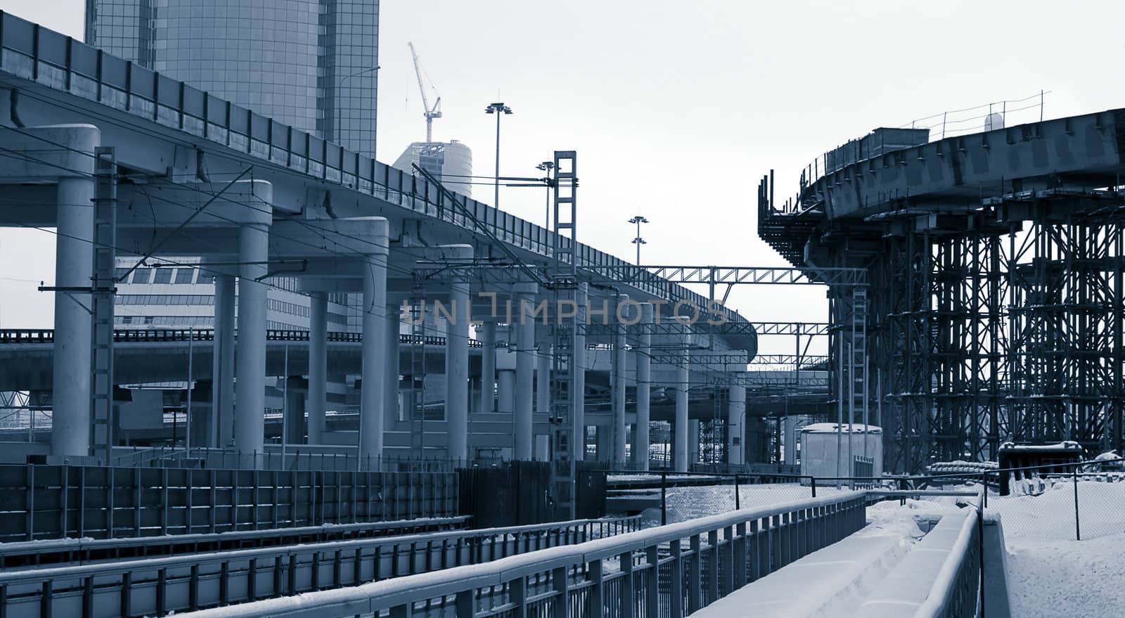 View of car racks constructed in Moscow