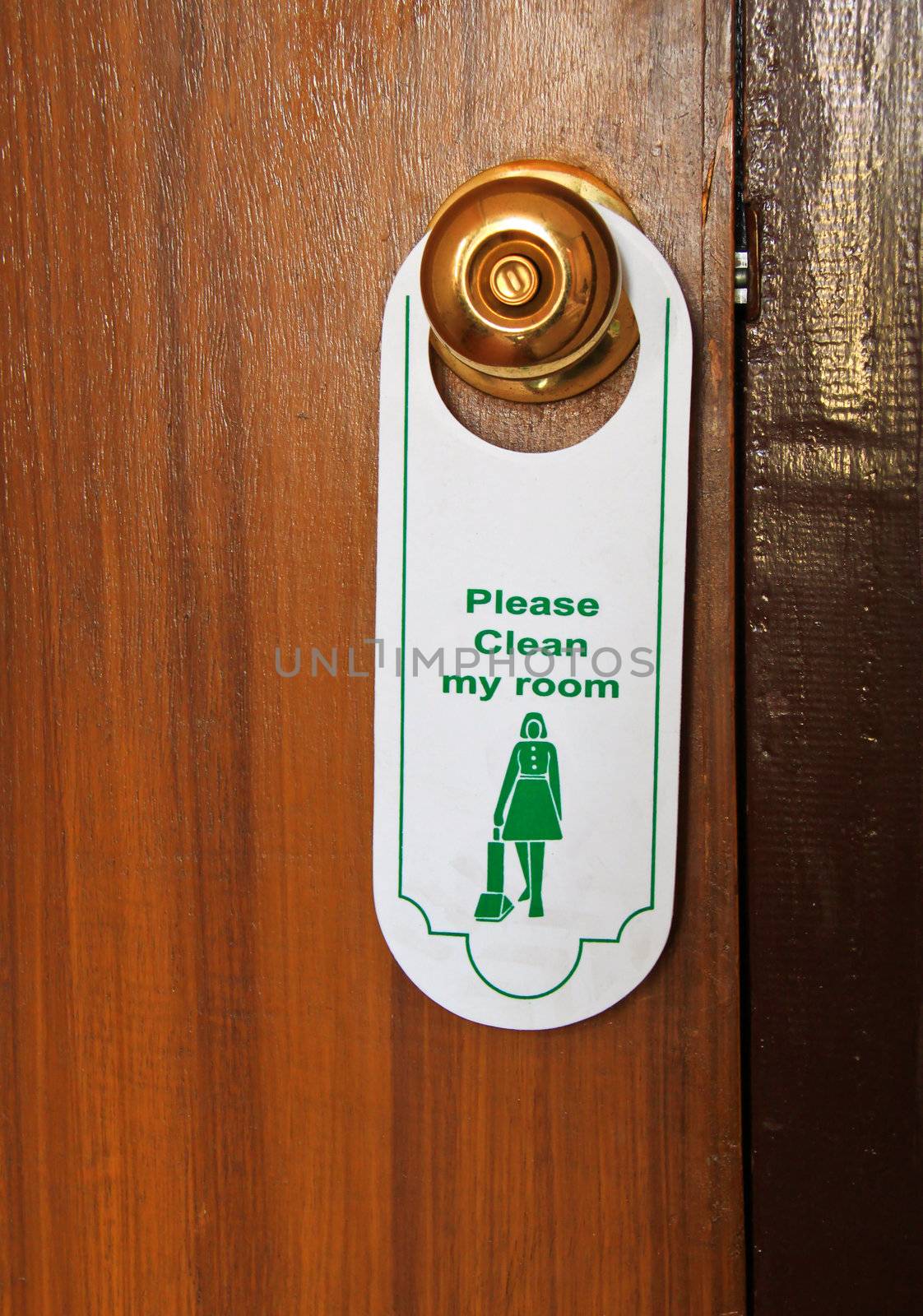 please clean my room hotel tag hanging on door knob by nuchylee
