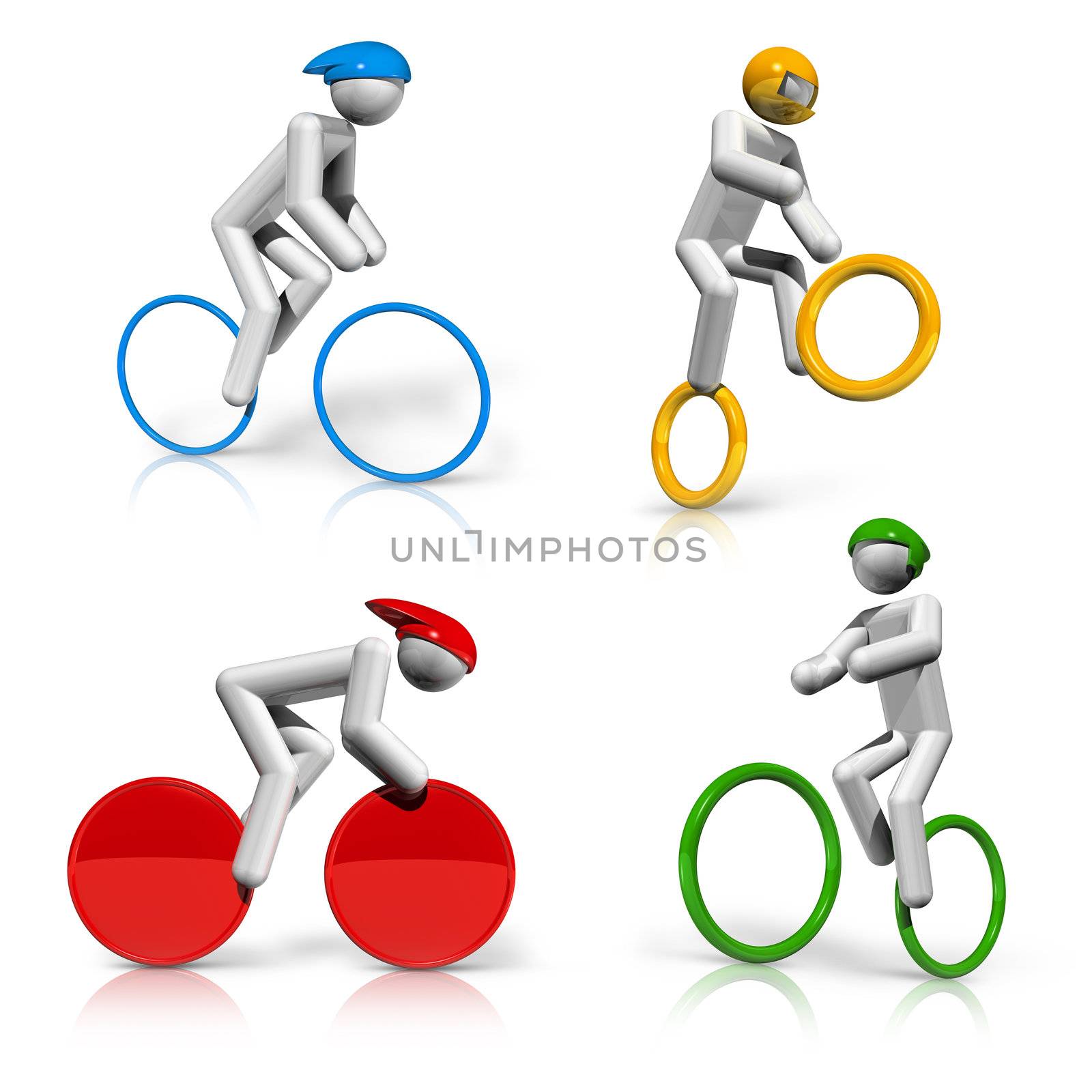 sports symbols icons series 5 on 9, cycling, BMX, mountain bike, road, track