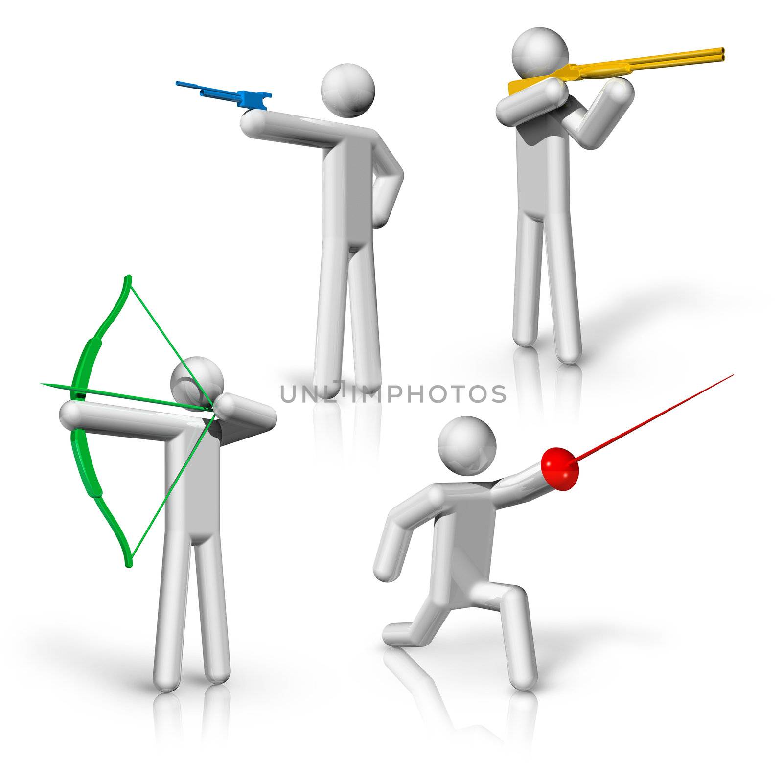 sports symbols icons series 1 on 9, Shooting, archery, fencing